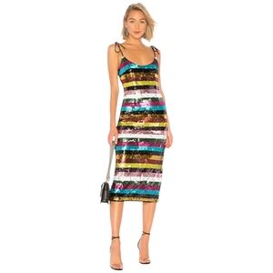 NWT X by NBD Desdemonda Multicolor Embellished Midi Dress